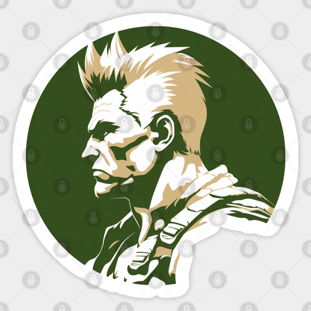 Guile from Street Fighter - Circular Design Sticker by Labidabop